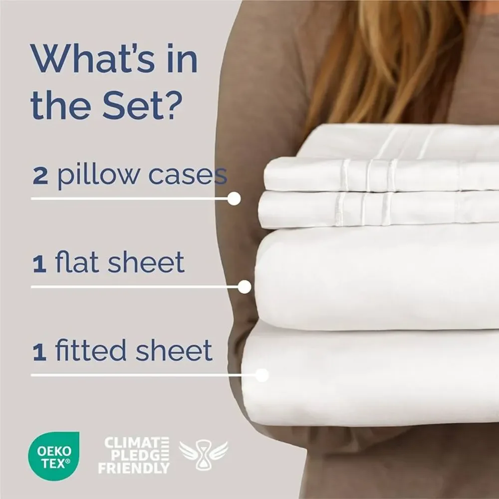 CGK Unlimited 4-Piece King Bed Sheet Set in Antique White Brushed Microfiber